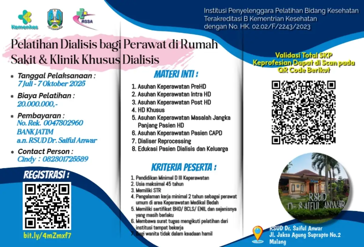 Pelatihan Dialisis Bagi Perawat di Rumah Sakit & Klinik Khusus Dialisis