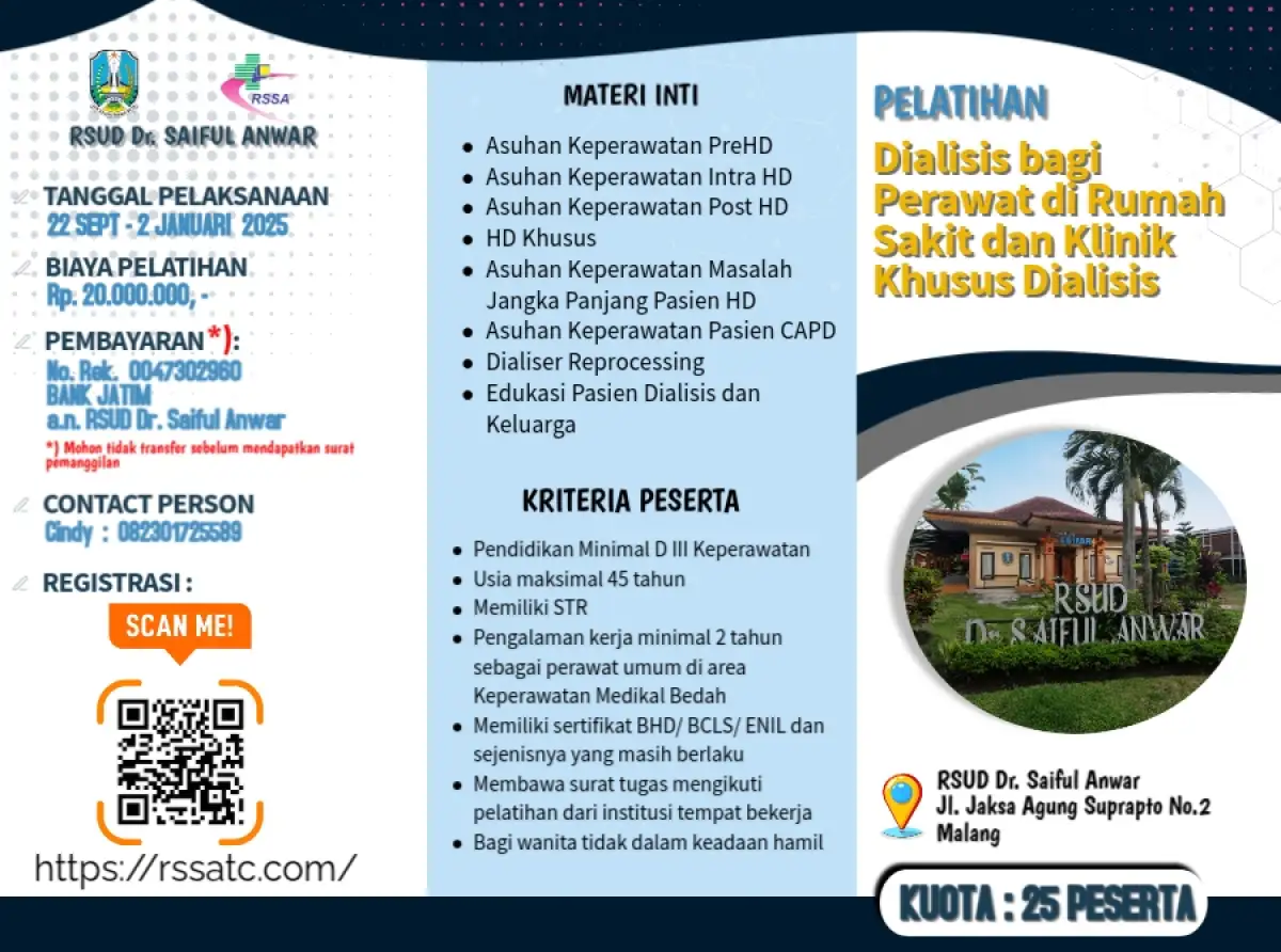 Pelatihan Dialisis Bagi Perawat di Rumah Sakit & Klinik Khusus Dialisis Angkatan 34