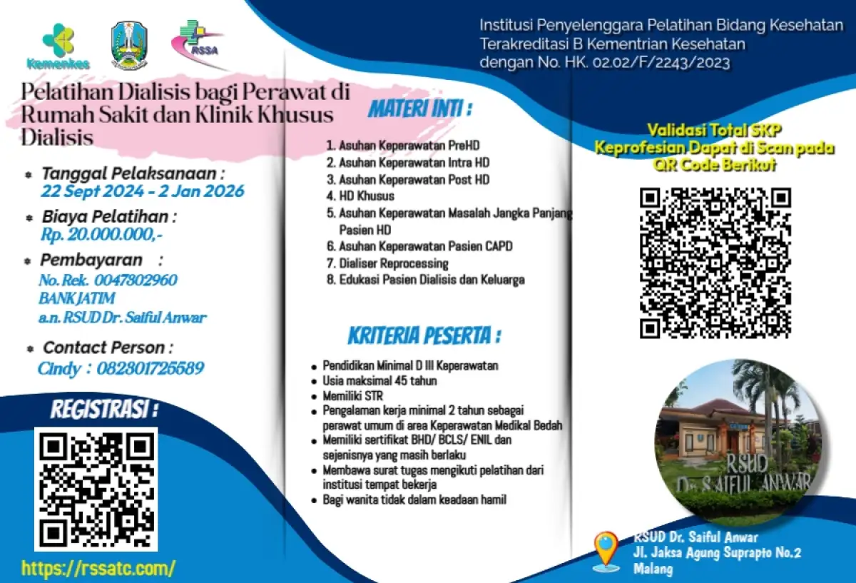 Pelatihan Dialisis Bagi Perawat di Rumah Sakit & Klinik Khusus Dialisis Angkatan 34