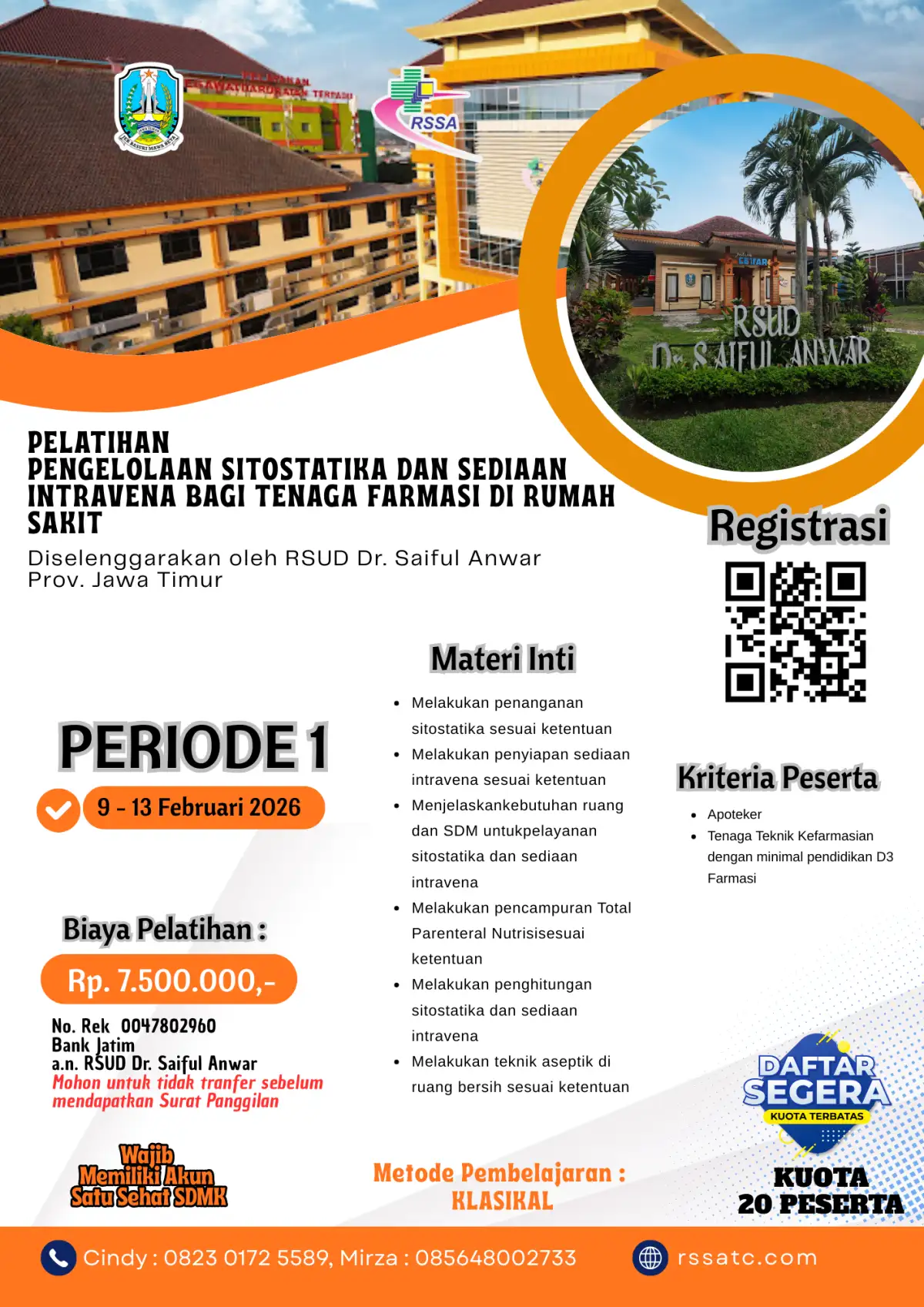 Pelatihan Pengelolaan Sitostatika dan Sediaan Intravena bagi Tenaga Farmasi di Rumah Sakit, Periode 1