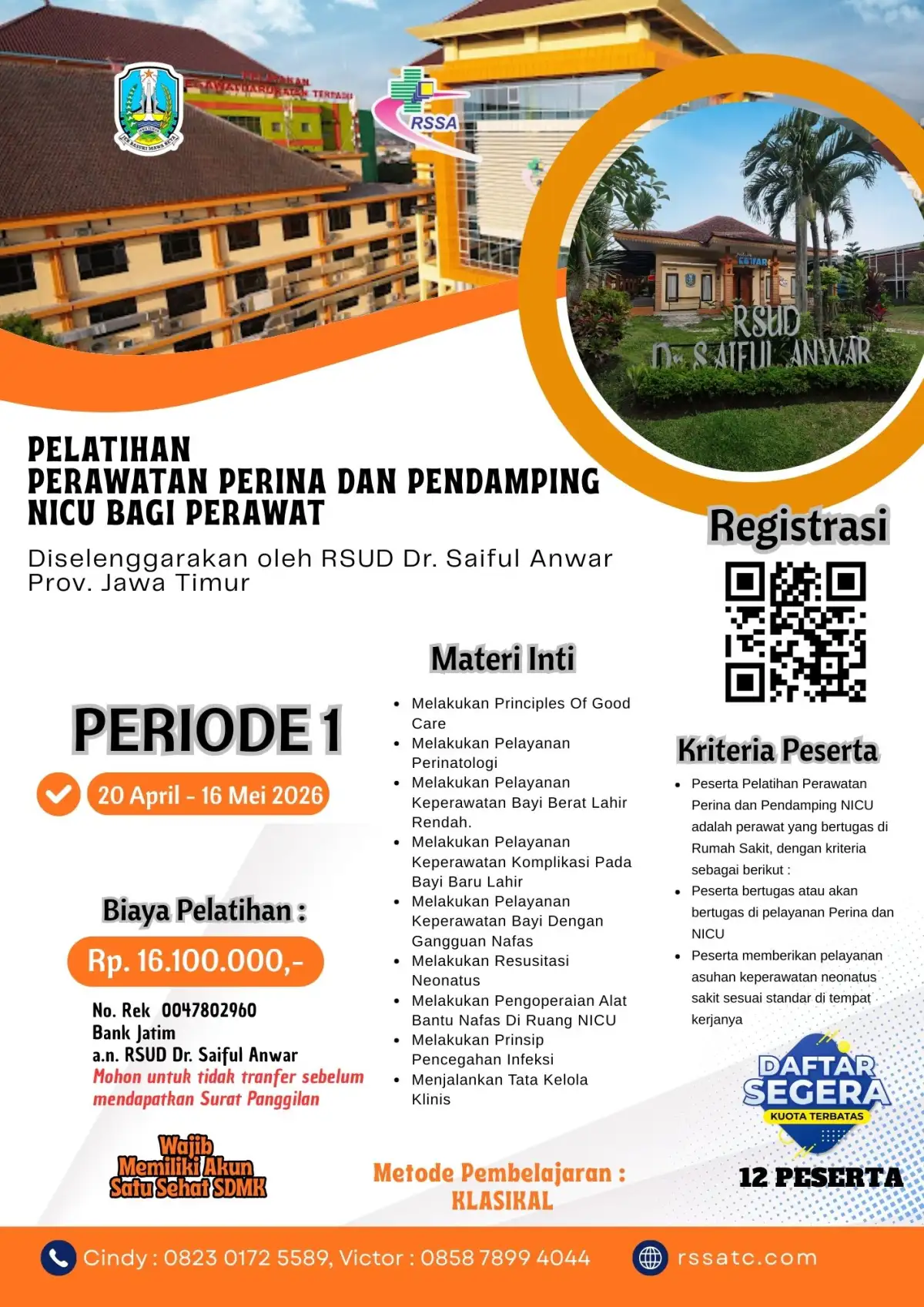 Pelatihan Perawatan Perina dan Pendamping NICU bagi Perawat, Periode 1