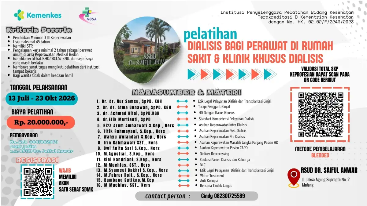 Pelatihan Dialisis Bagi Perawat di Rumah Sakit dan Klinik Khusus Dialisis, Periode 3