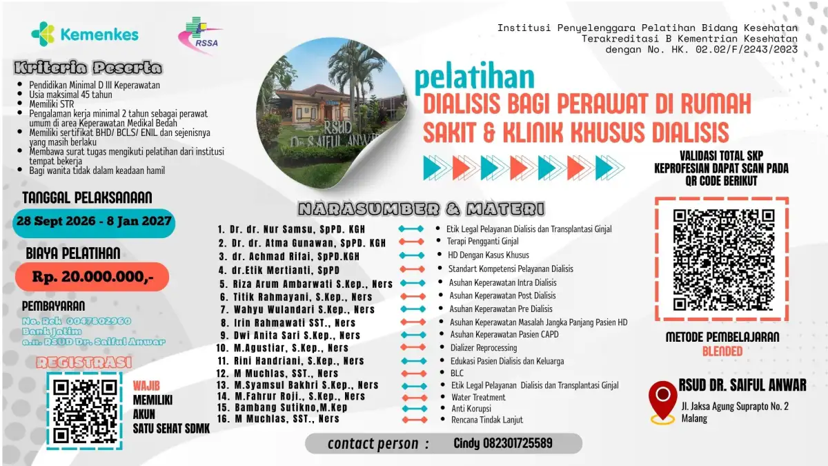 Pelatihan Dialisis Bagi Perawat di Rumah Sakit dan Klinik Khusus Dialisis, Periode 4