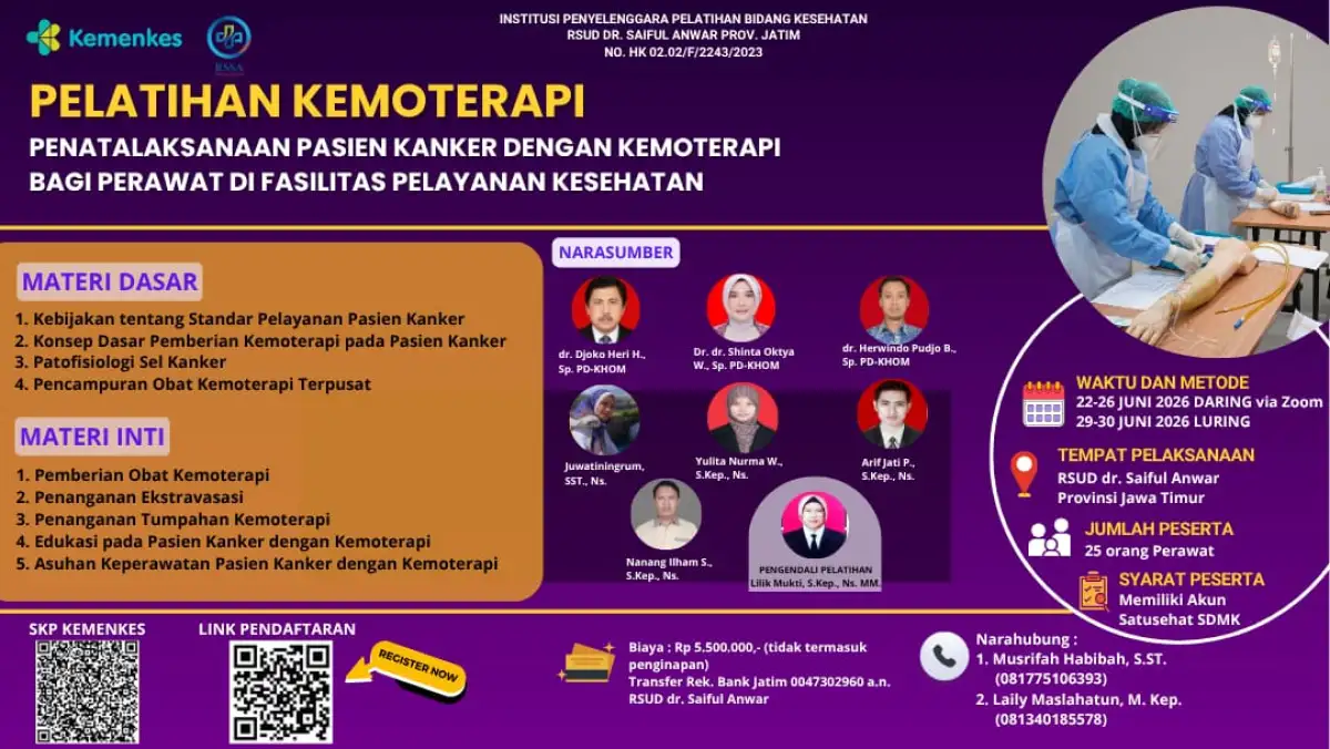 Pelatihan Penatalaksanaan Pasien Kanker dengan Kemoterapi bagi Perawat di Fasilitas Pelayanan Kesehatan, Periode 1